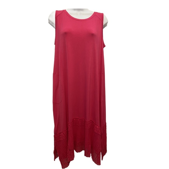 LOGO by Lori Goldstein Rayon 230 Dress Broomstick Lace Wild Berry Small Petite - Picture 2 of 15